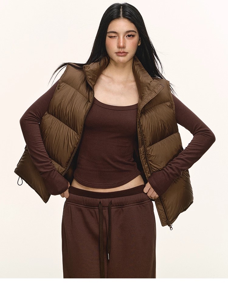 anna aneae云朵泡芙95白鸭绒羽绒服马甲女秋冬季叠穿立领短款外套