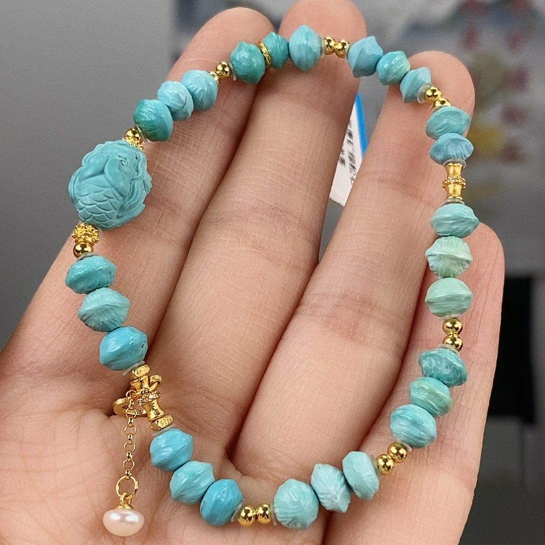 绿松石银S925镀金镶嵌珠宝奇石