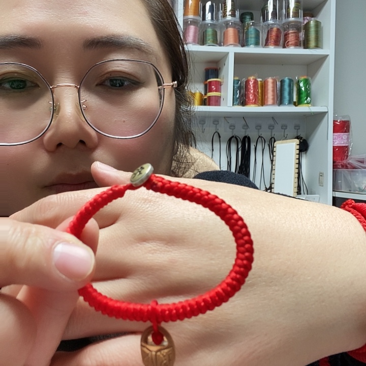 锦纶纯铜纯手工编织金刚结红绳