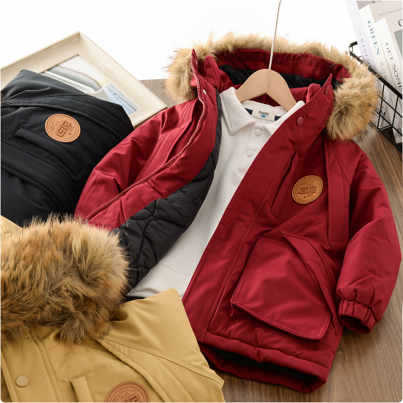 男童冬季加厚棉服2025新款儿童夹棉毛领派克服外套中大童防风棉衣