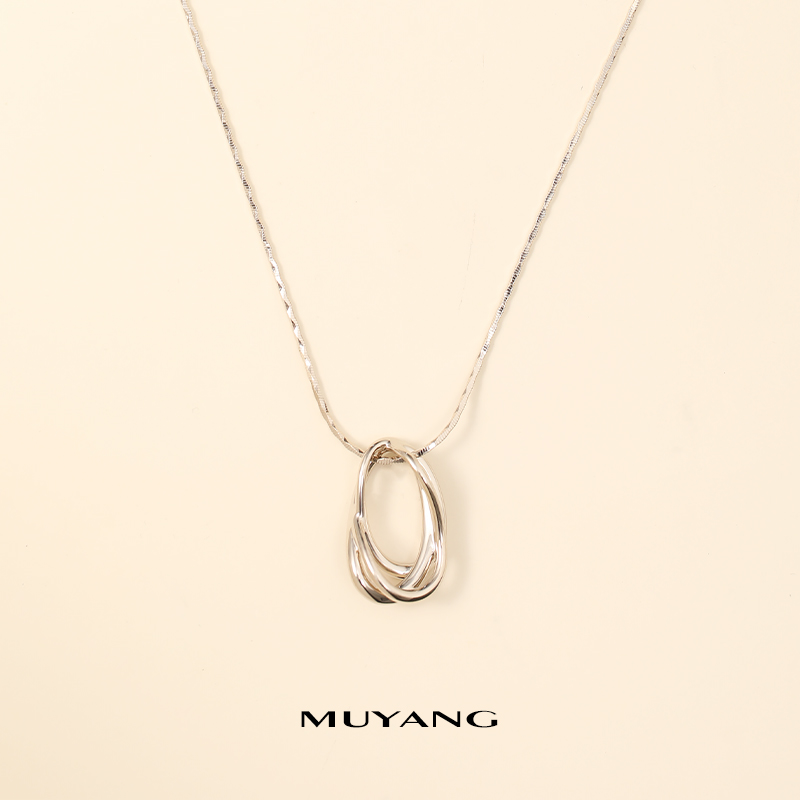 muyang/慕阳 铜合金项链 气质时尚轻奢百搭简约回影项链