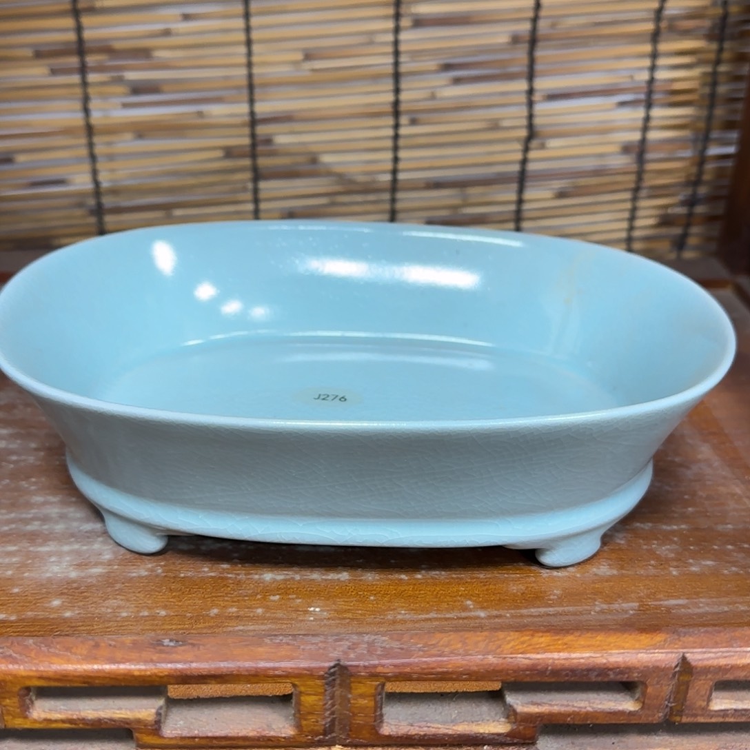 仿古水仙盆微瑕汝瓷原矿支钉