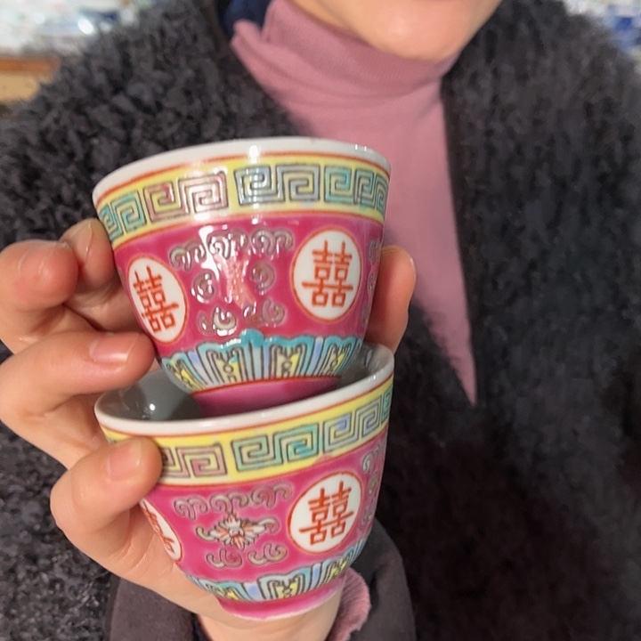 瓷片景德镇陶瓷杯子。2个。