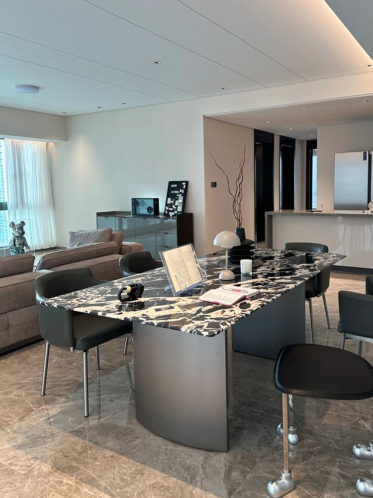 【宝格丽黑】天然奢石餐桌意式极简长方形圆形家用高端轻奢定制餐桌