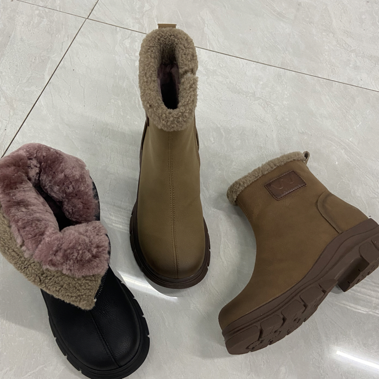 5885-10 女鞋厚底马丁靴女英伦风高级感皮鞋鞋冬款雪地靴