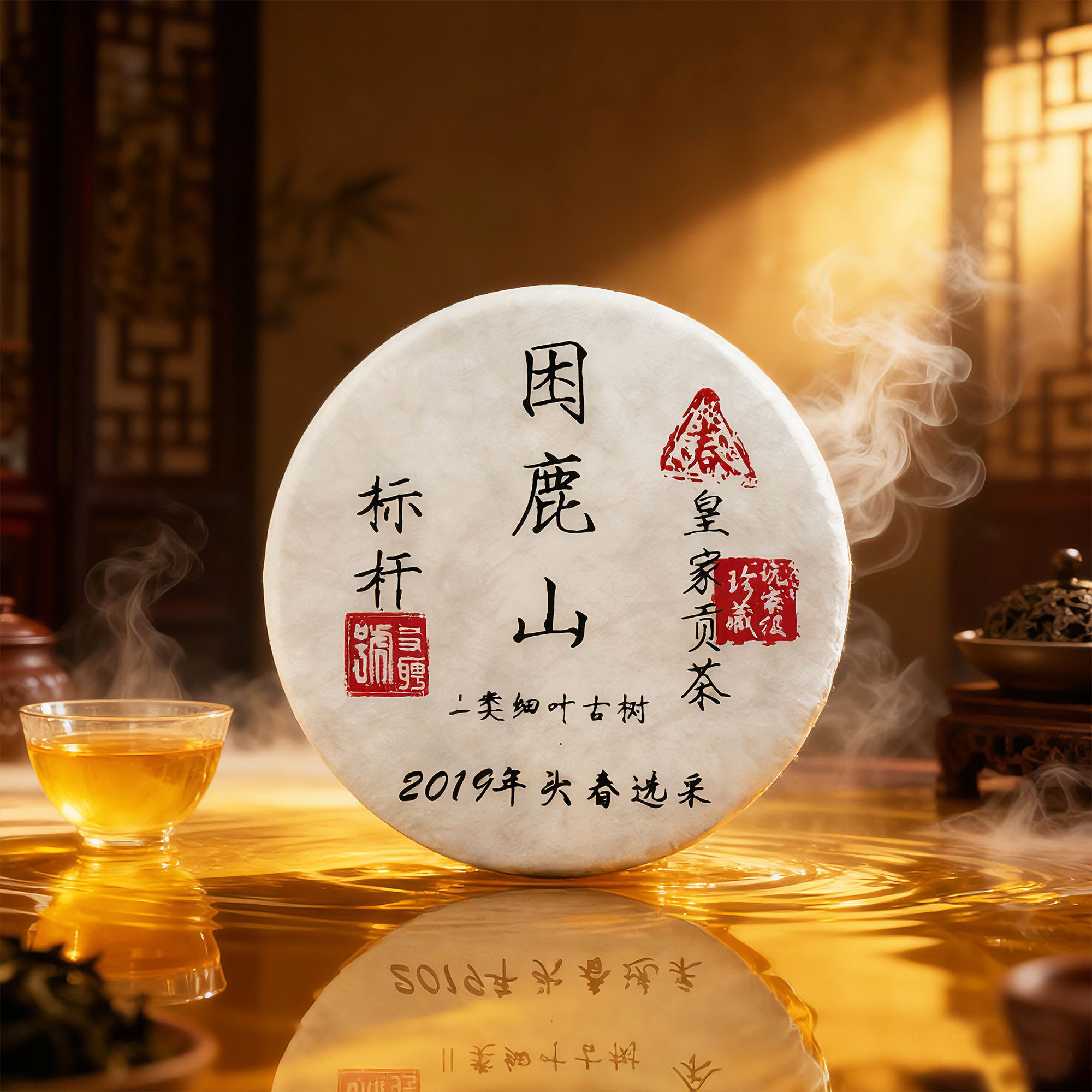 2019年困鹿山二类细叶皇后-普洱生茶-净含量200克/饼