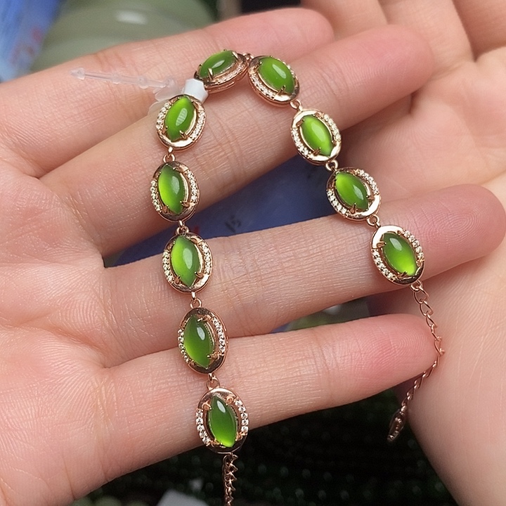 和田玉银S925镶嵌手链