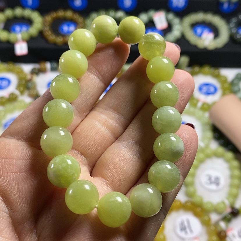 【闪购商品】蛇纹石玉手链未镶嵌卡12
