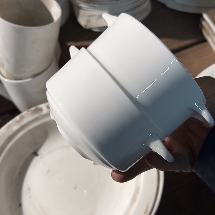 国营尾货骨瓷小锅一对口径10