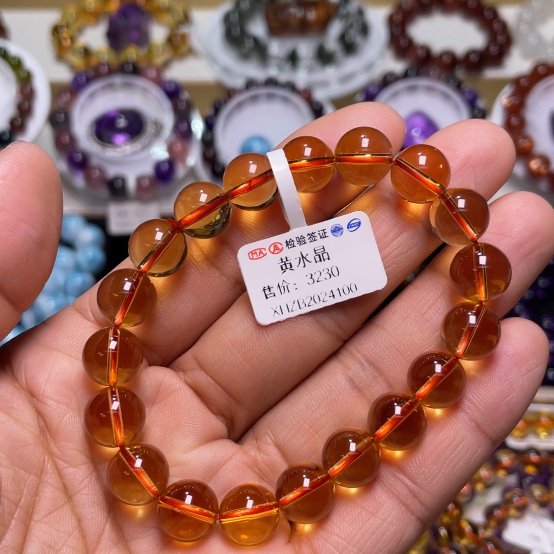 水晶手链未镶嵌巴西金红料黄水晶