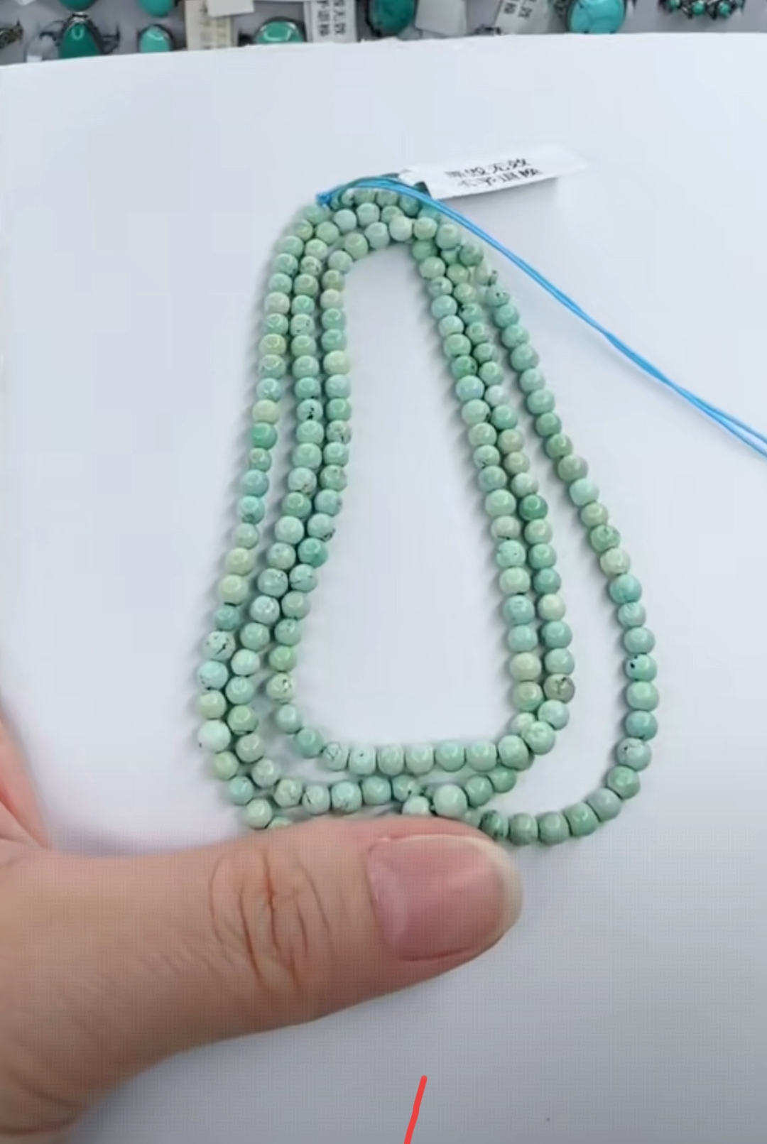 天然原矿绿松石米珠链