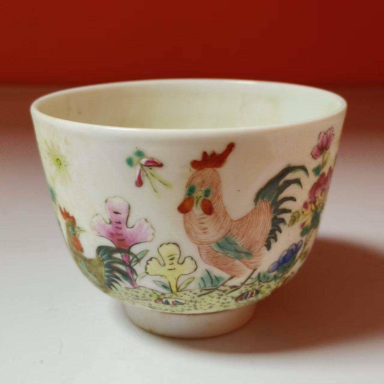 3849清晚期 粉彩大吉图茶圆