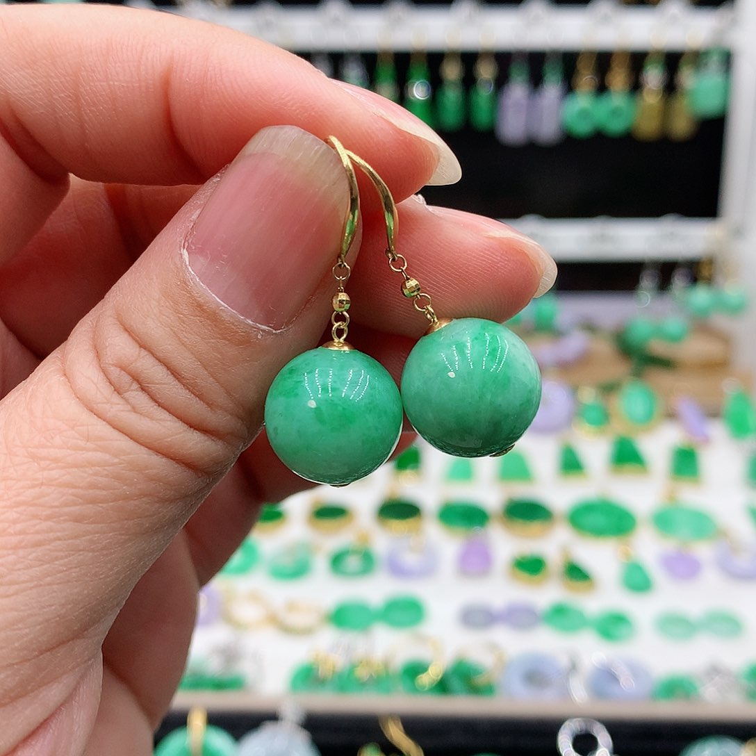 翡翠耳饰18K金镶嵌夏*