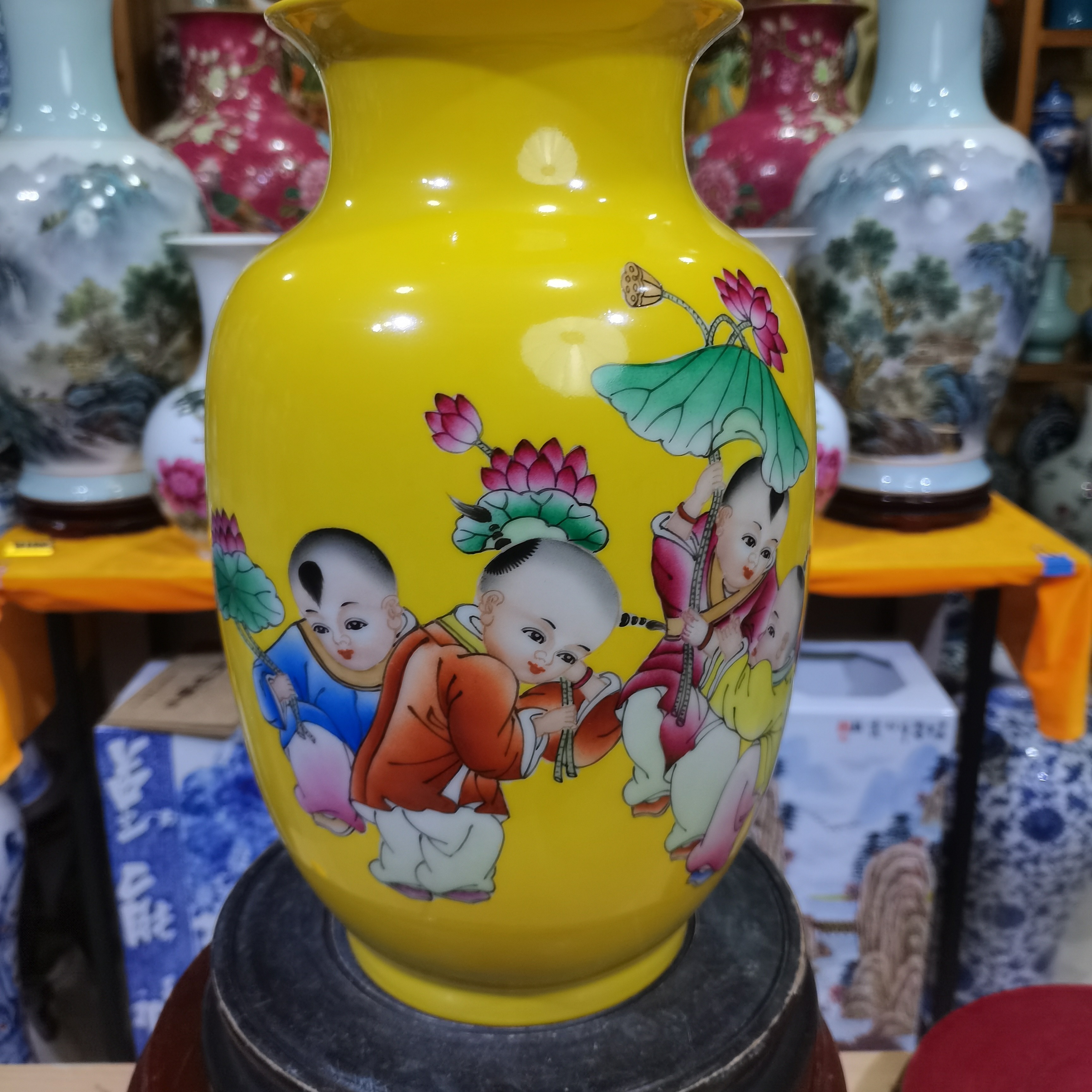 粉彩瓷瓶客厅家居装饰品