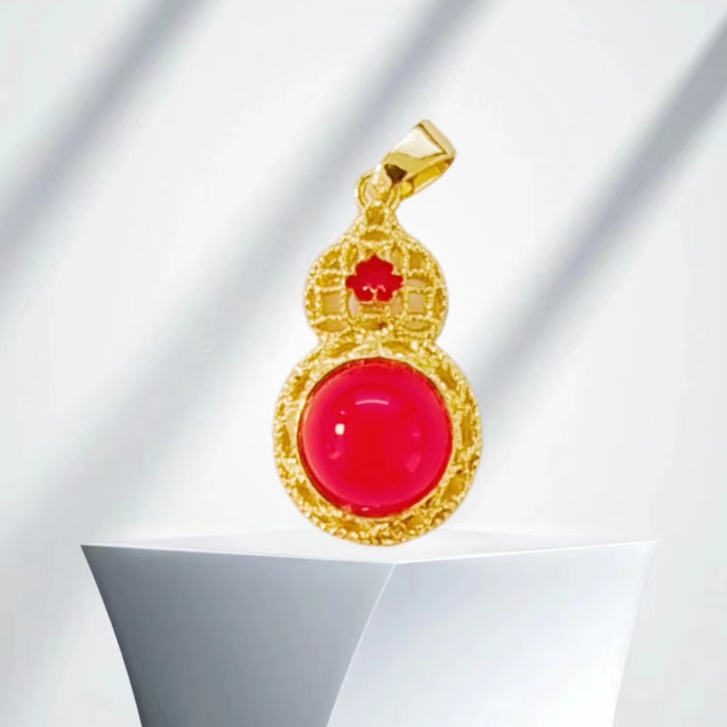 【梵总专属】BM-S115#鸿运当头-宝葫芦玉髓吊坠合金镶嵌 赠合金链