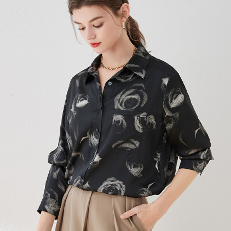 丝滑缎面桑蚕丝衬衣CHT242266