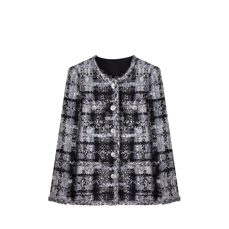 90白鸭绒2025冬季新款韩版装小香风羽绒外套格纹保暖羽绒服A78066