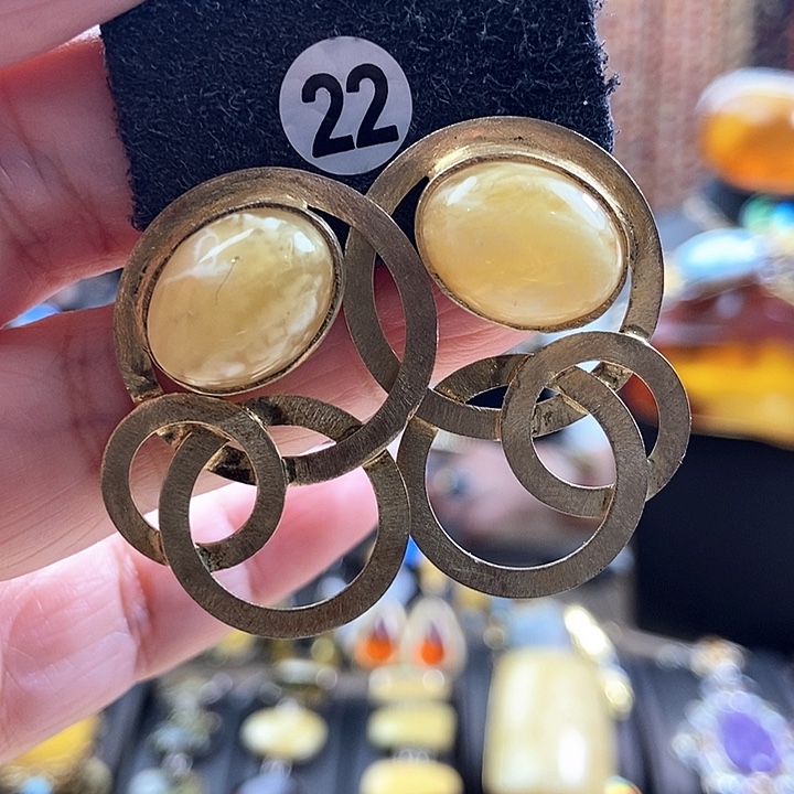 琥珀银S925镶嵌耳饰耳环