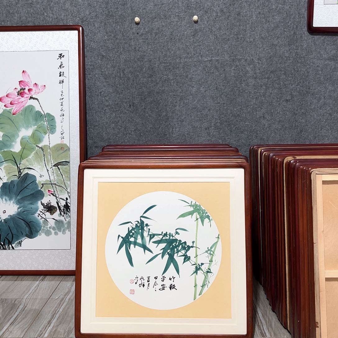 国画书画作品带框63×63