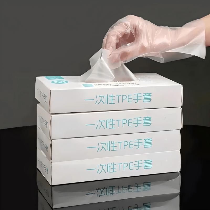 一次性TPE手套家居家务耐用防水防油便携白色盒装耐磨抽取式手套