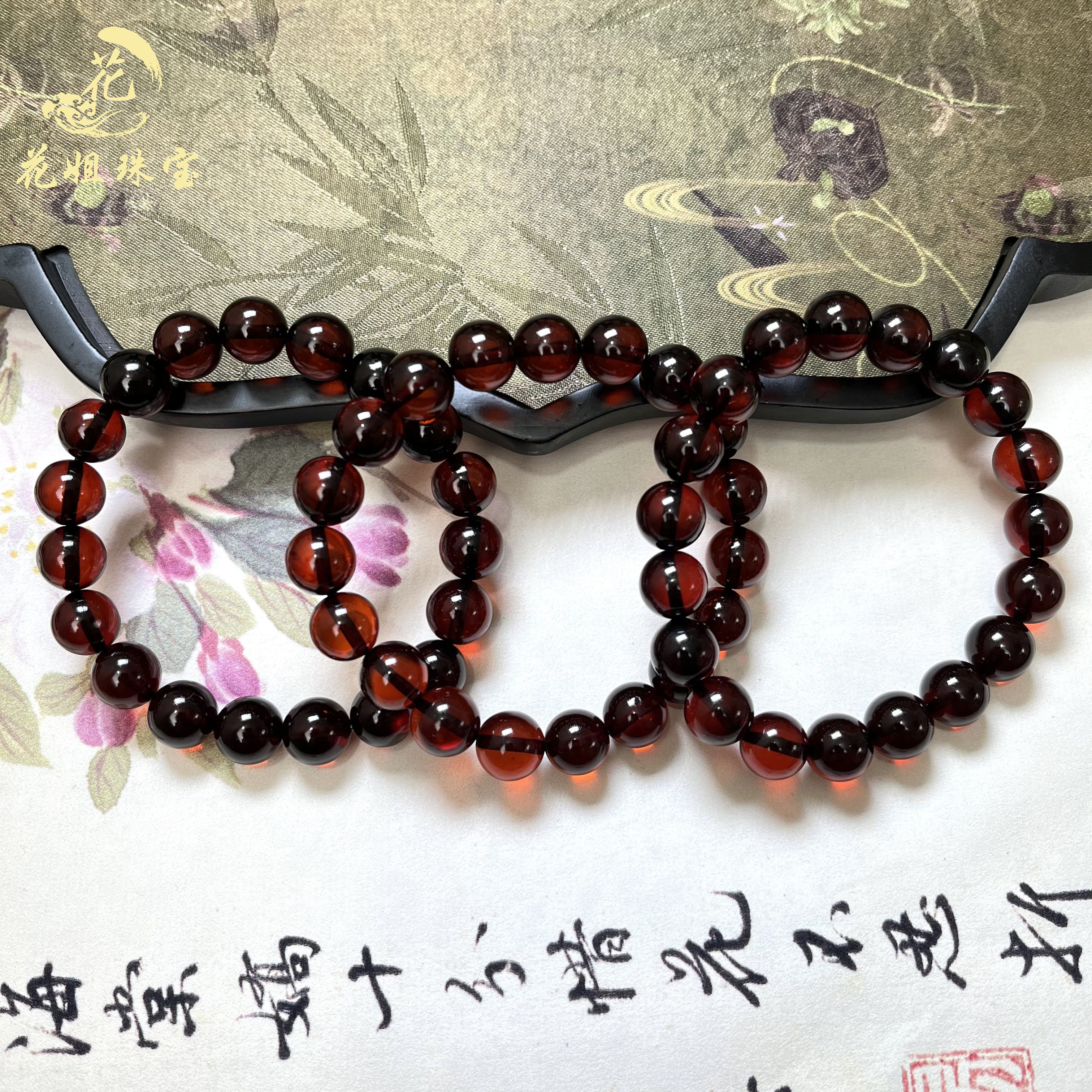 B06天然血珀精美单圈手串单珠 10mm+多样性发货发其一经典精致
