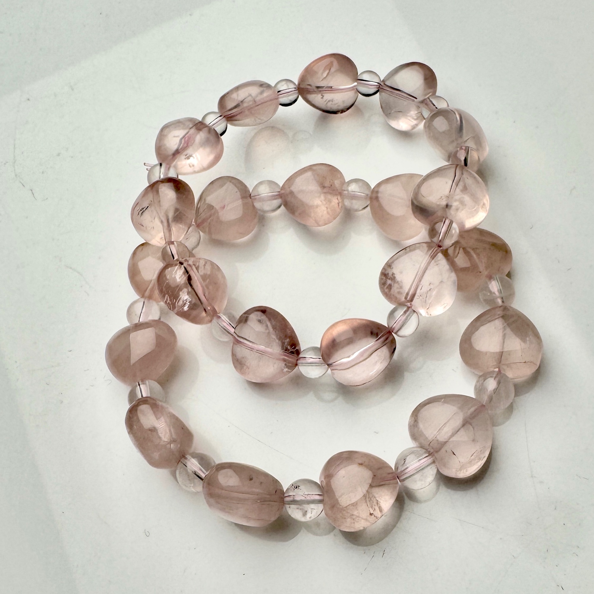 zbg0803粉水晶爱心手串（天然珠宝多样性发其一）