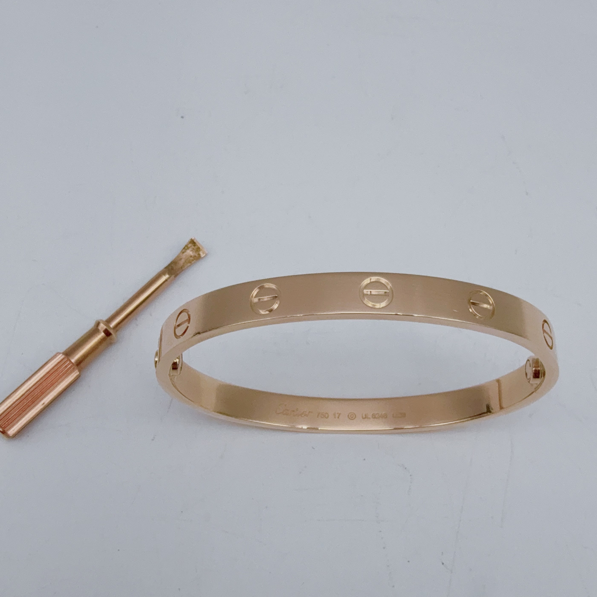 95新 Cartier/卡地亚 love系列宽版 三代玫瑰金手镯尺寸17码81737