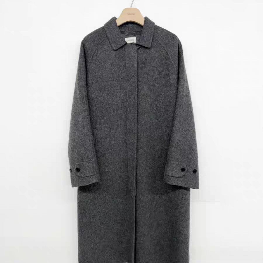 代购正品娃娃领双面手工大衣外套羊驼毛长款大衣女