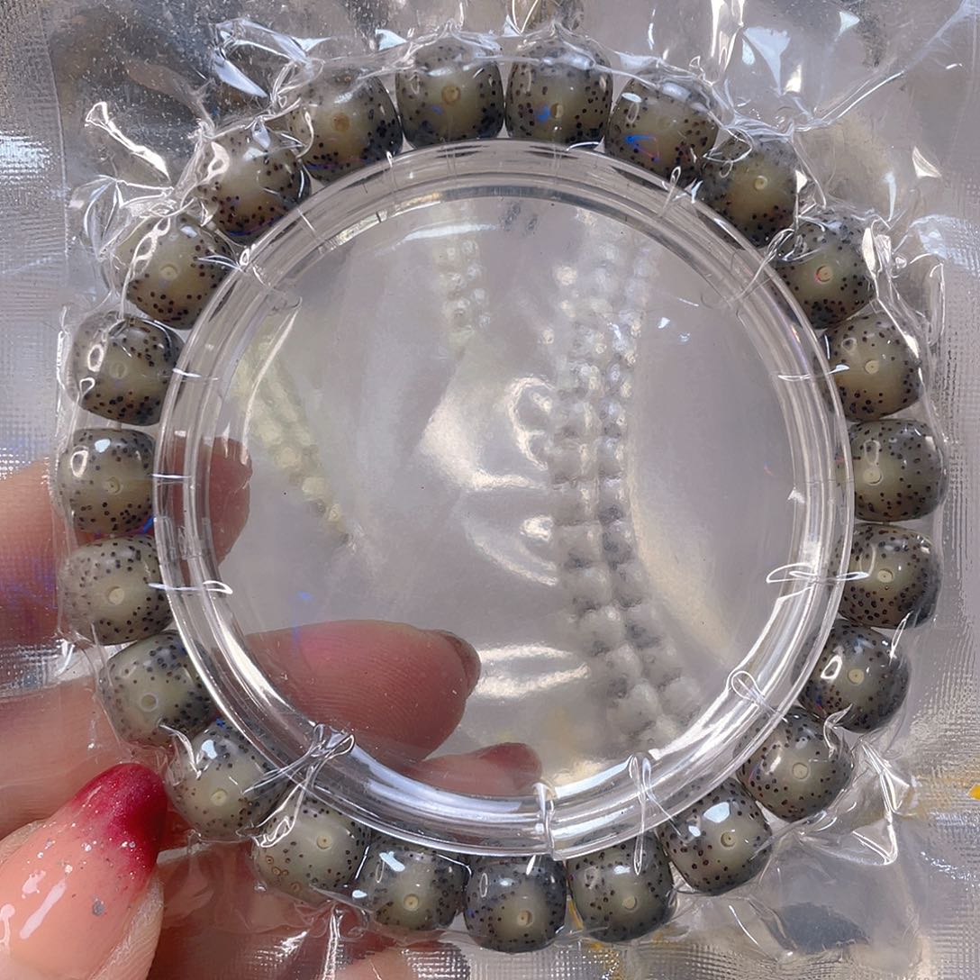 星月菩提手串L**Q石玉料糯冰手串尺寸9.5