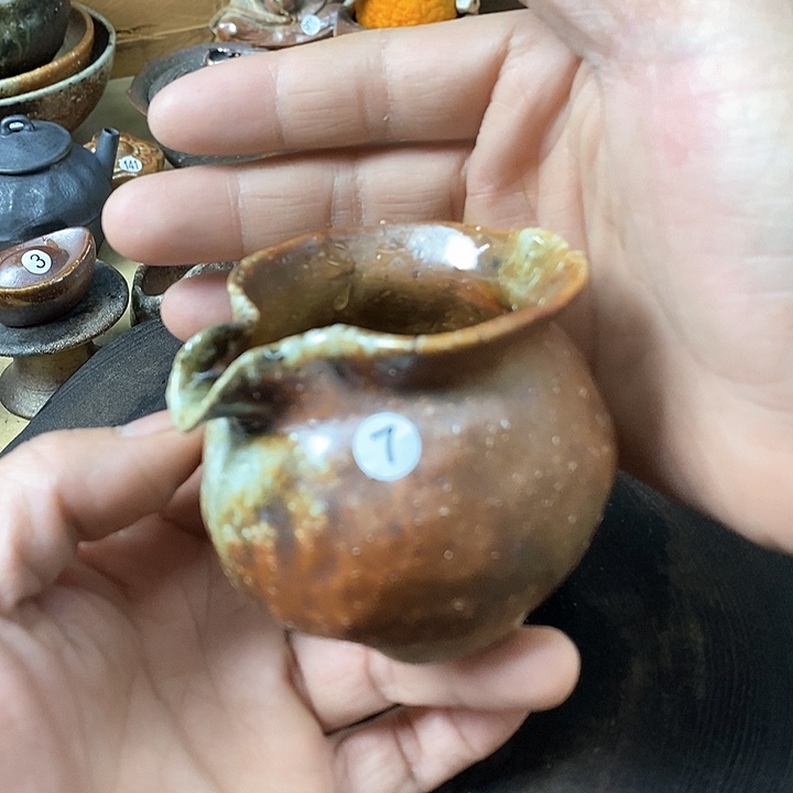 杯手工粗陶、柴烧茶器
