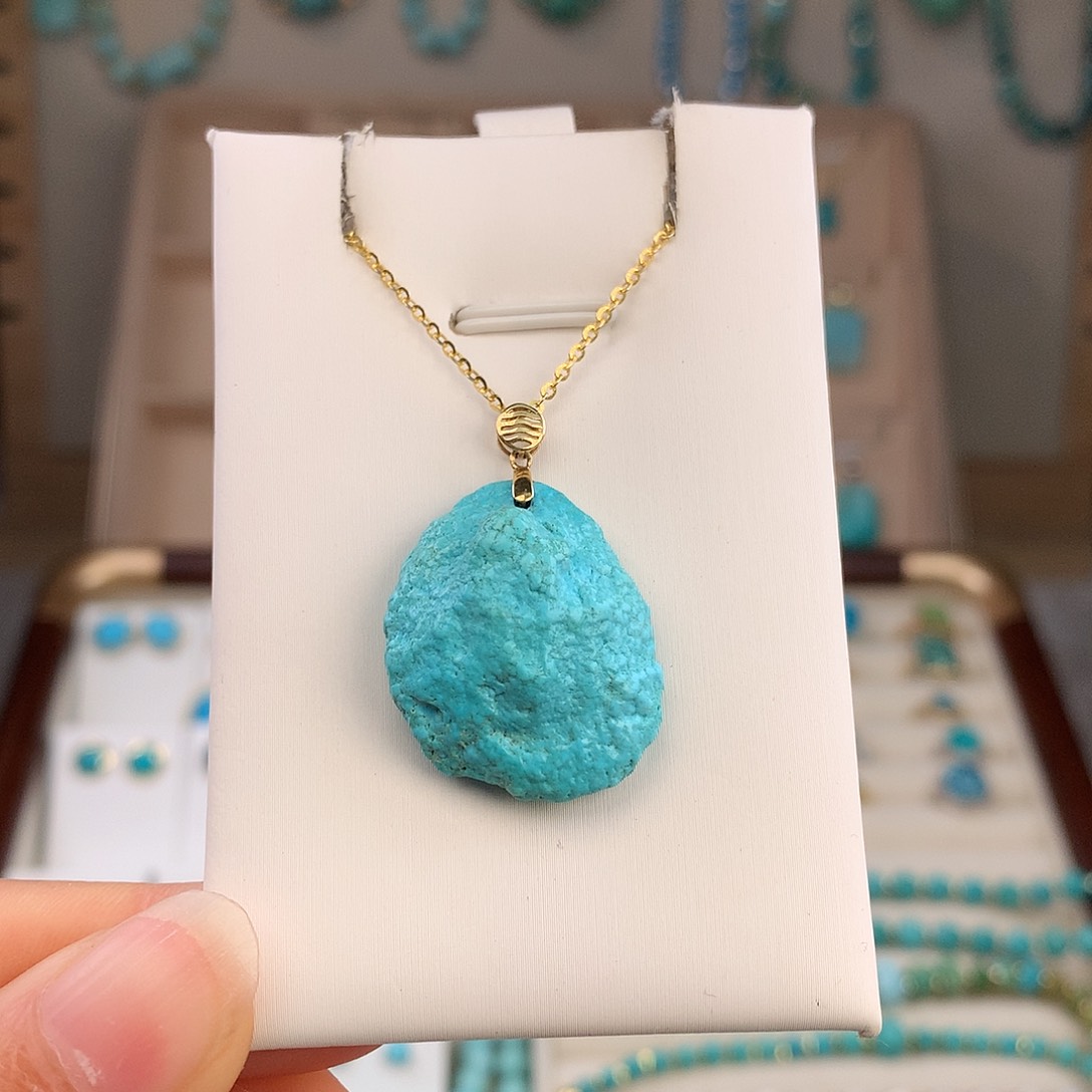 绿松石18K金镶嵌吊坠(不含链)