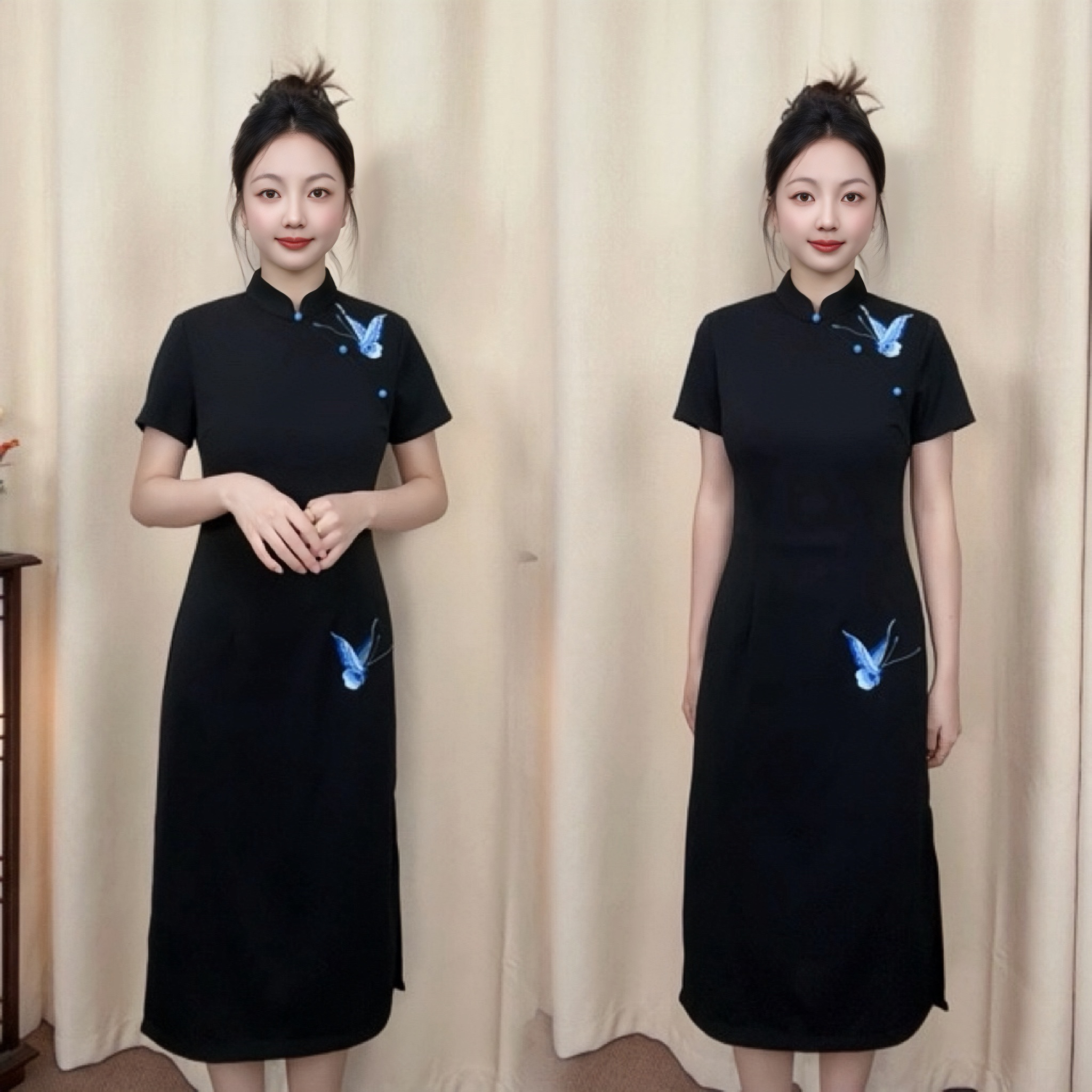 【幸韵-福蝶双至】新中式国风重工显瘦日常气质优雅小个子旗袍