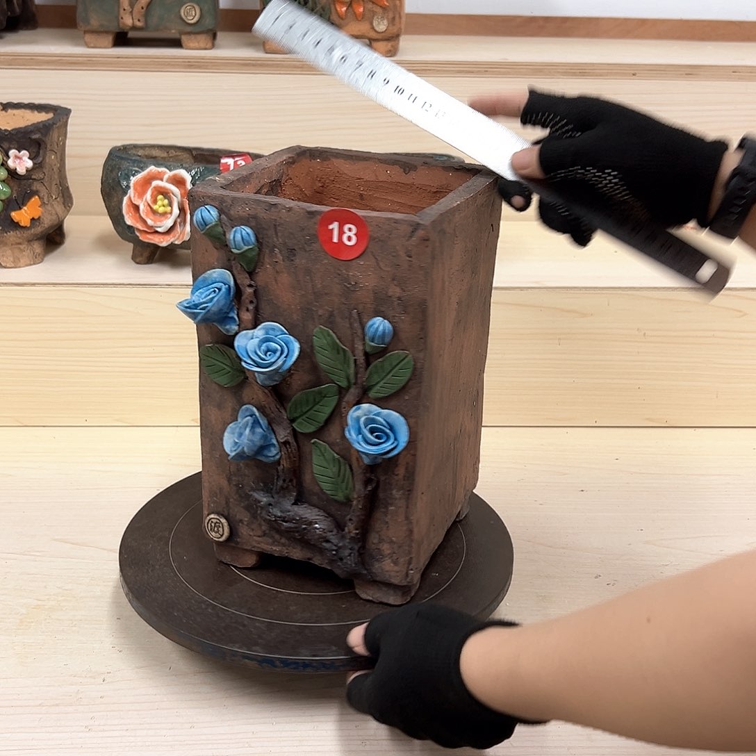 紫砂花盆18号内口13×13外高25