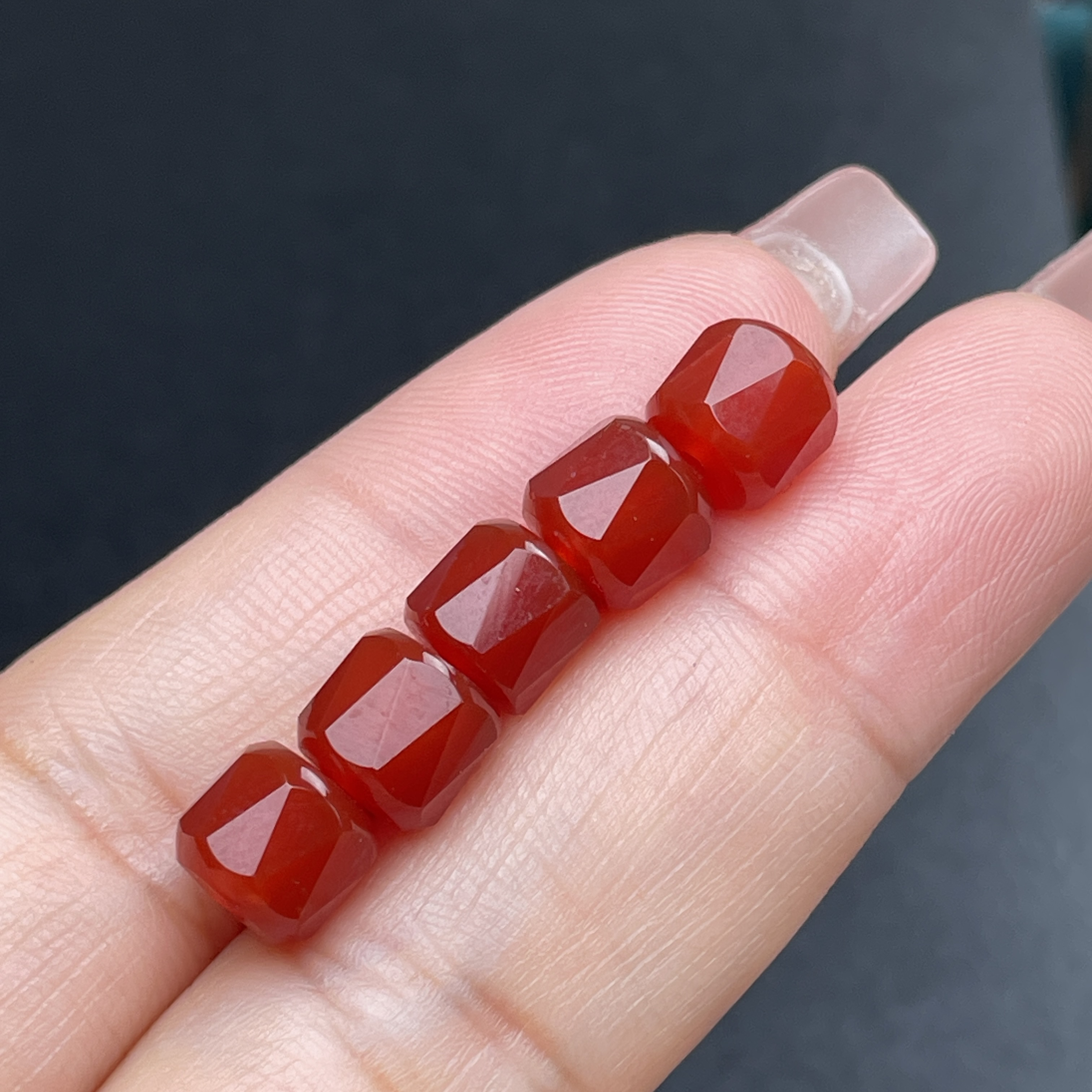 川料南红切面方糖单珠尺寸7mm左右可做顶珠腰珠配珠文玩配饰