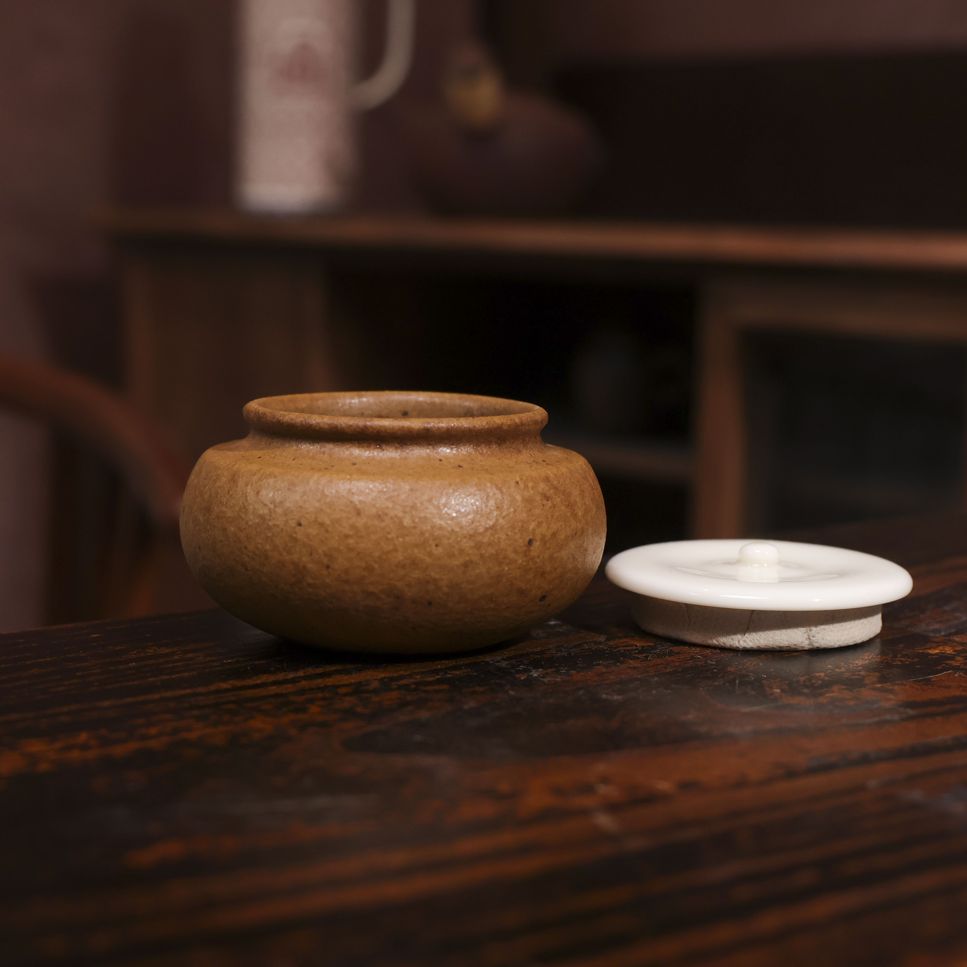 【慕白茶集】酱釉-朴石罐(包无纺布)（灰念0337）