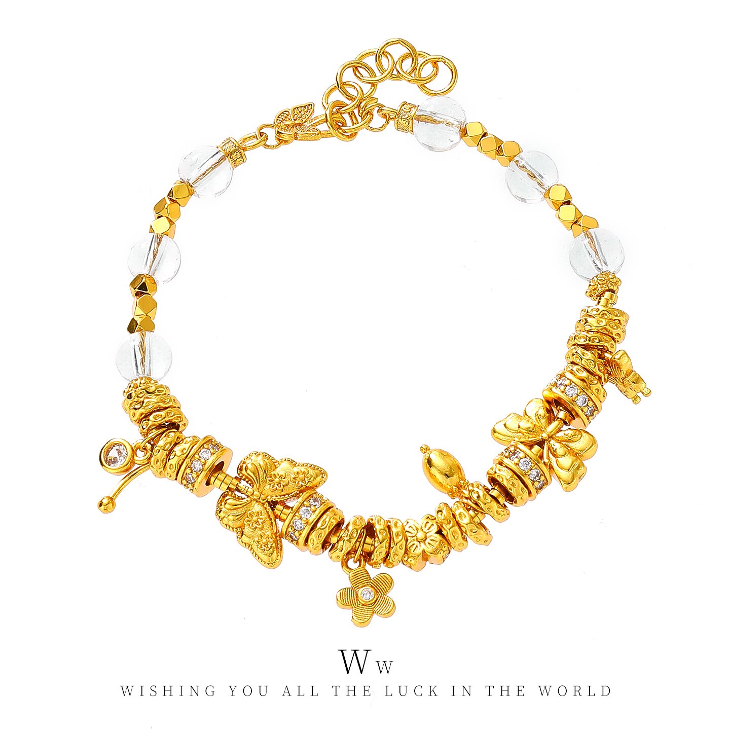 铜合金手链 千金风两只蝴蝶盘缠手链