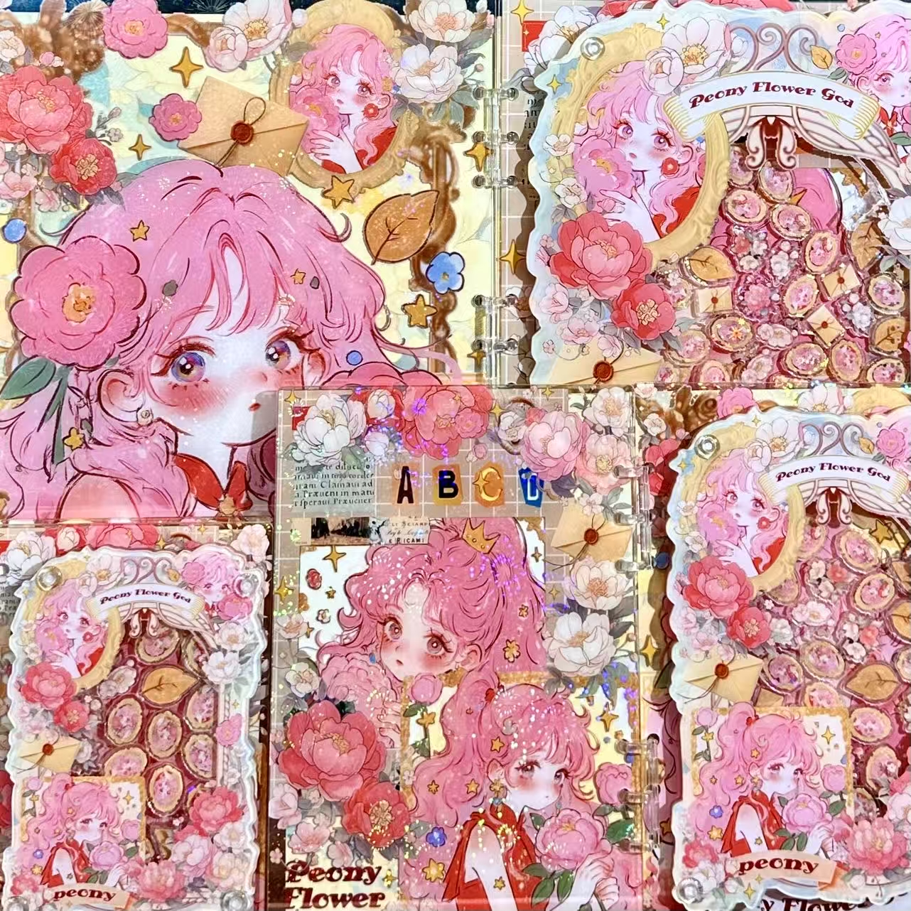 【牡丹花花神】高定摇摇本套餐活页本手工DIY收纳盒亚克力