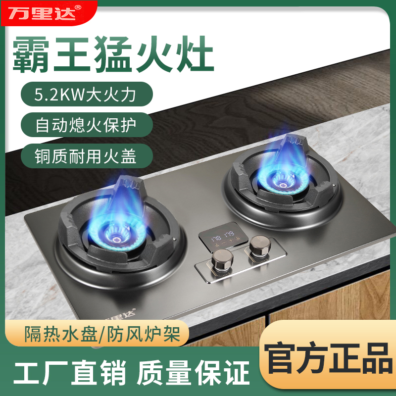 万里达2025新品智能定时家用霸王灶鸳鸯猛火灶