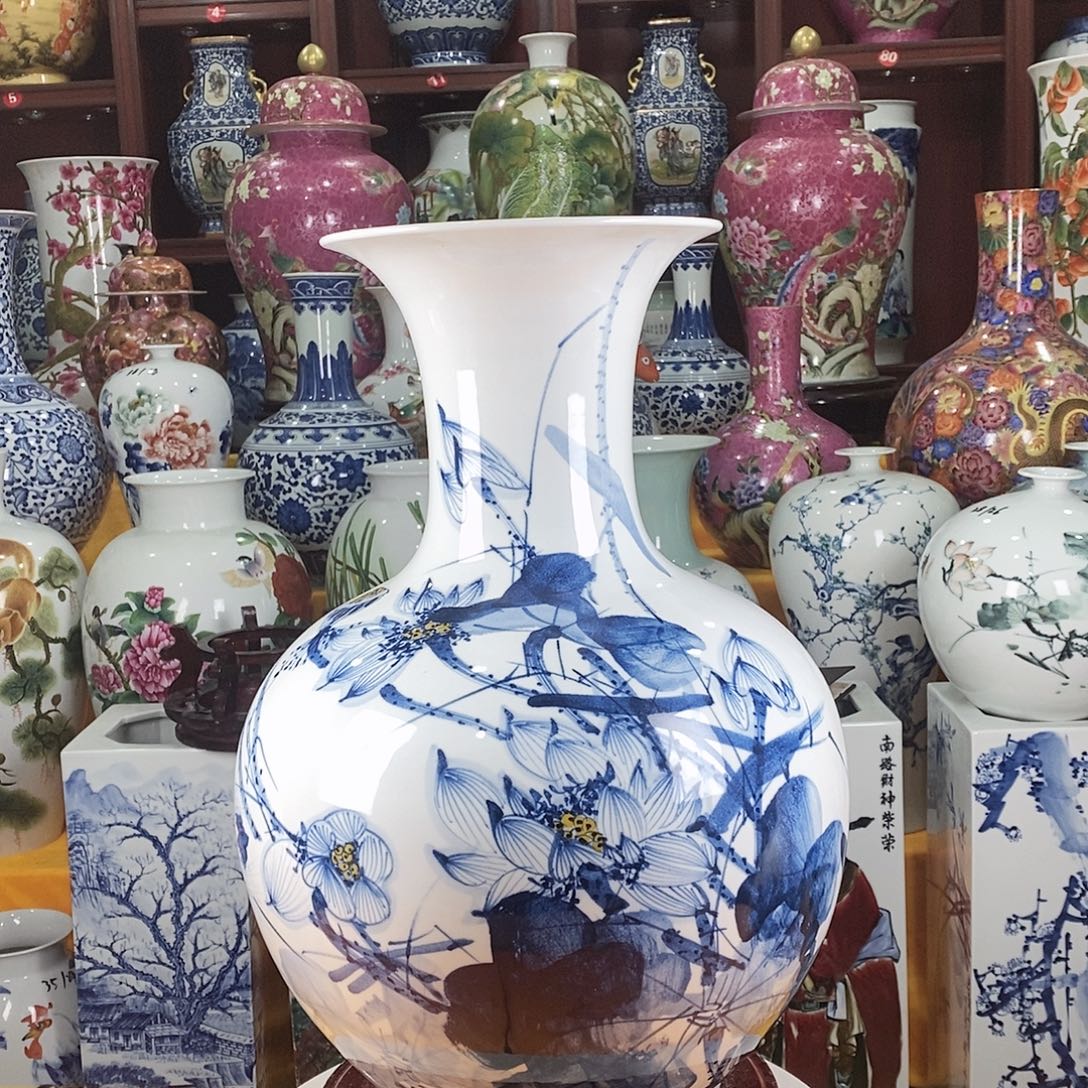 摆件景德镇陶瓷青花赏瓶