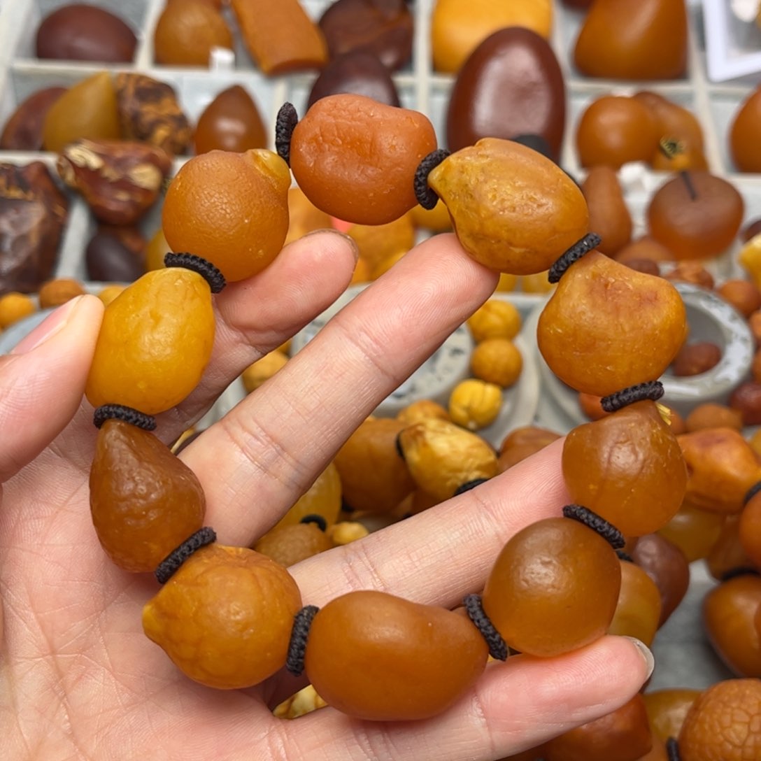 琥珀裸石未镶嵌天然蜜蜡手串