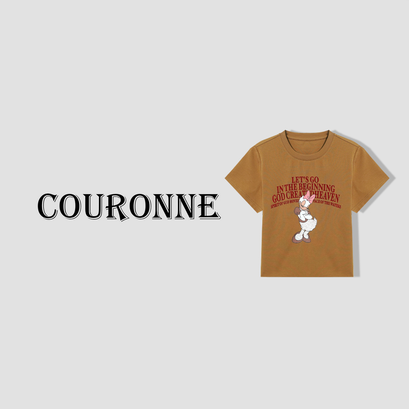 【小熊】-春夏‘’黛丝‘’百搭设计感休闲圆领短袖T恤31425