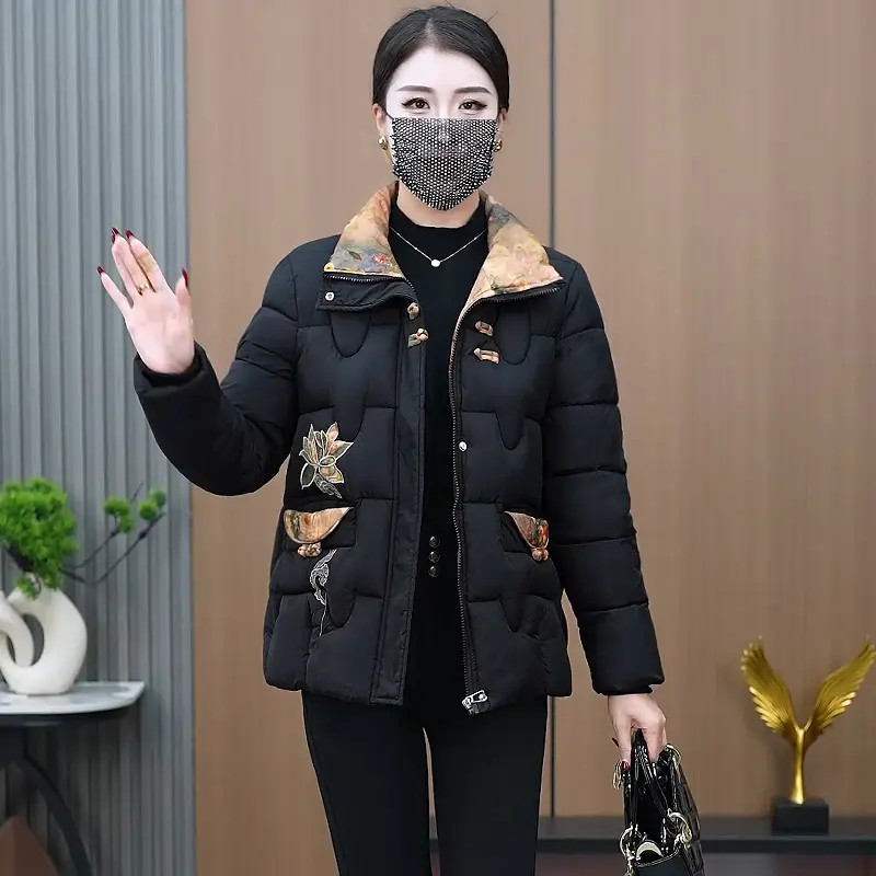 【棉衣】2025冬季新款保暖国风盘扣刺绣棉袄加厚中老年妈妈装棉服