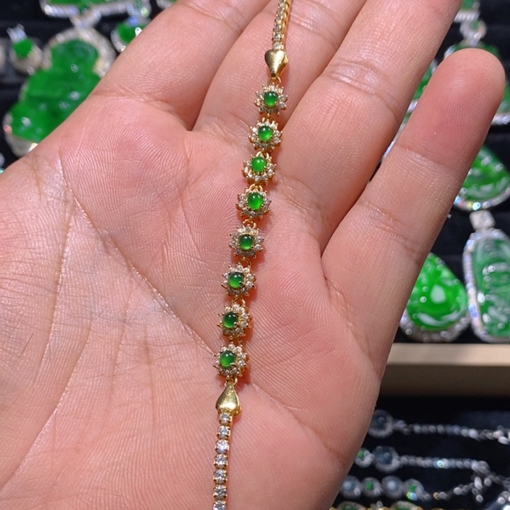 翡翠手链未镶嵌天然A货翡翠