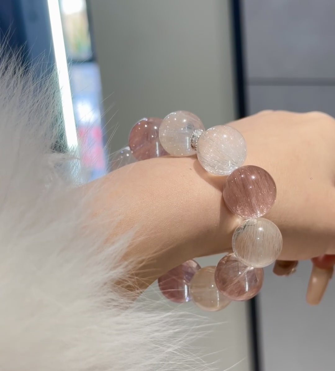 水晶手串新链接（直播间开）天然水晶多宝珠12mm