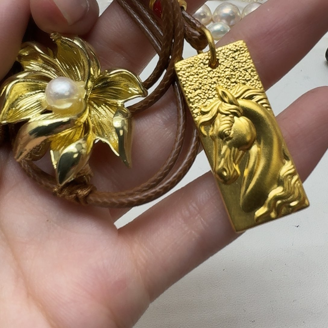 颈饰淡水珍珠足金镶嵌