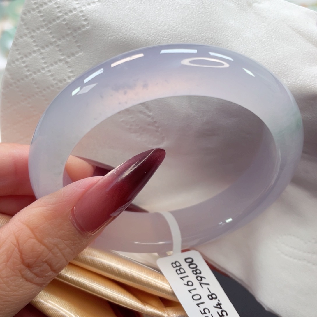 未镶嵌手镯翡翠25号54.8冰种炸光粉底飘绿