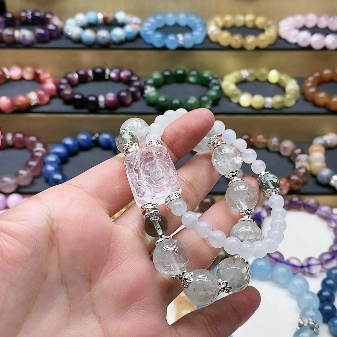 水晶手链未镶嵌绿水晶 月光石