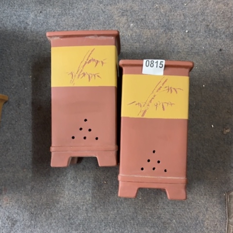 紫砂花盆微瑕签筒到手两只内口11.5高23