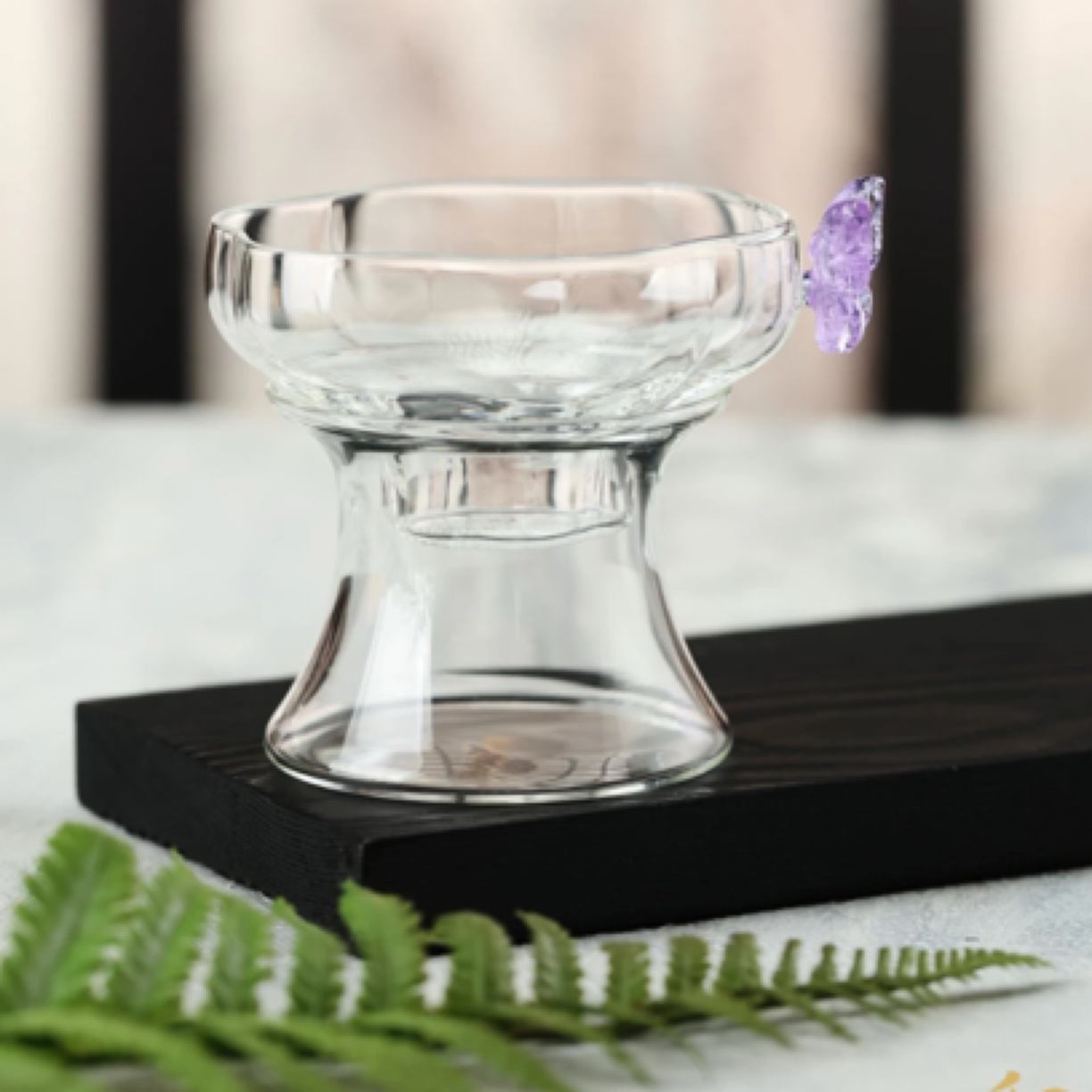 禾器晶彩蝶梦滤网 高硼硅 玻璃一体过滤器 茶具 茶漏 滤网 耐热