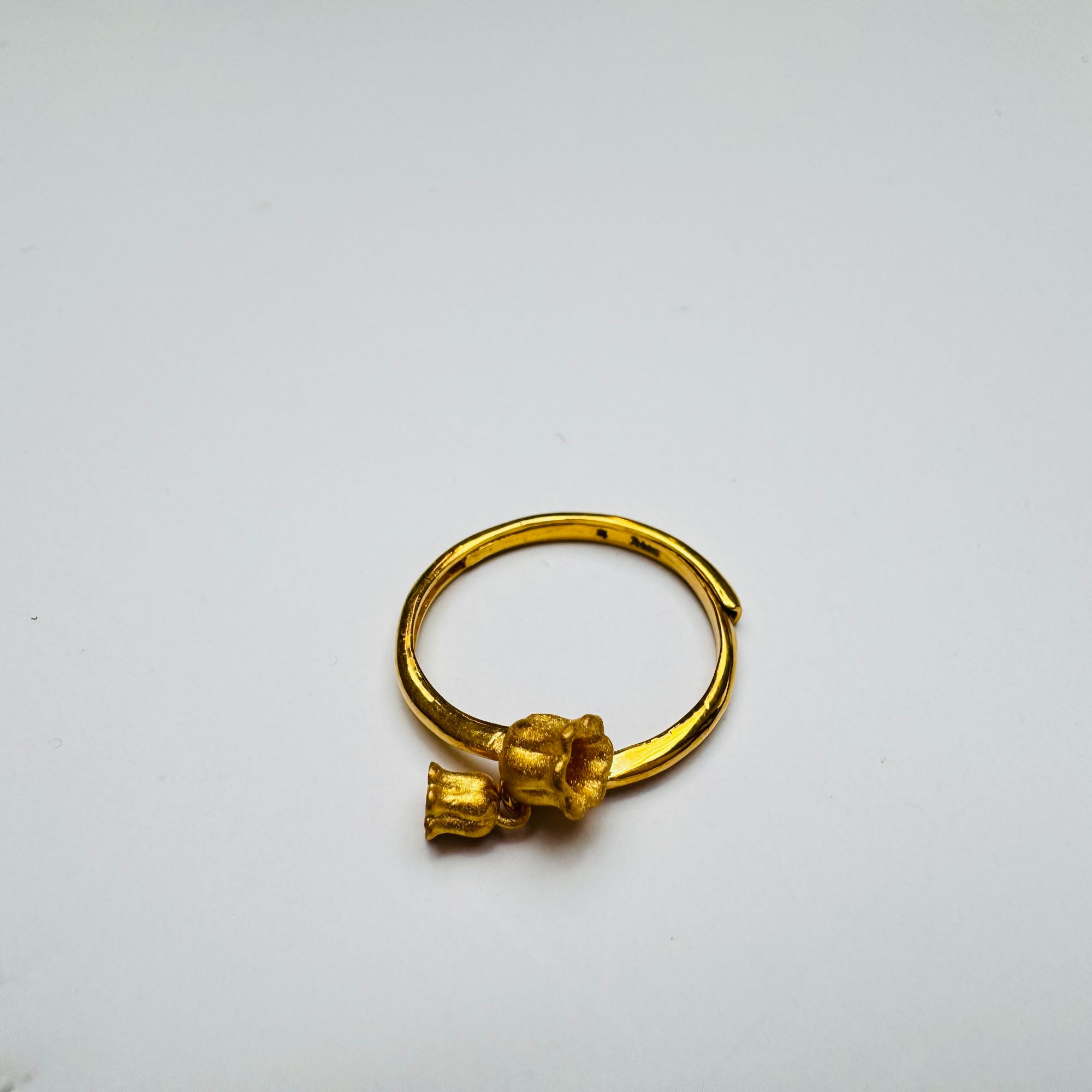 117#足金999黄金铃兰花戒指活口可调节